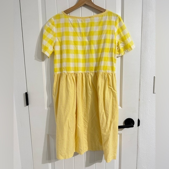 Handmade Yellow Multi-tone Gingham Short Sleeve Dress - Picture 4 of 7
